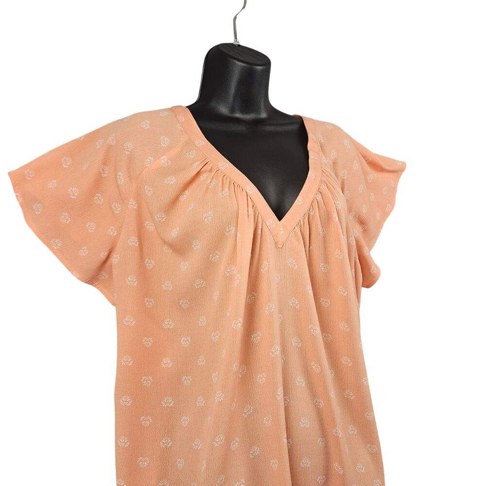 Torrid Size 1 Peach Ditsy Floral Crinkle Gauze Flutter Sleeve Top Cottagecore